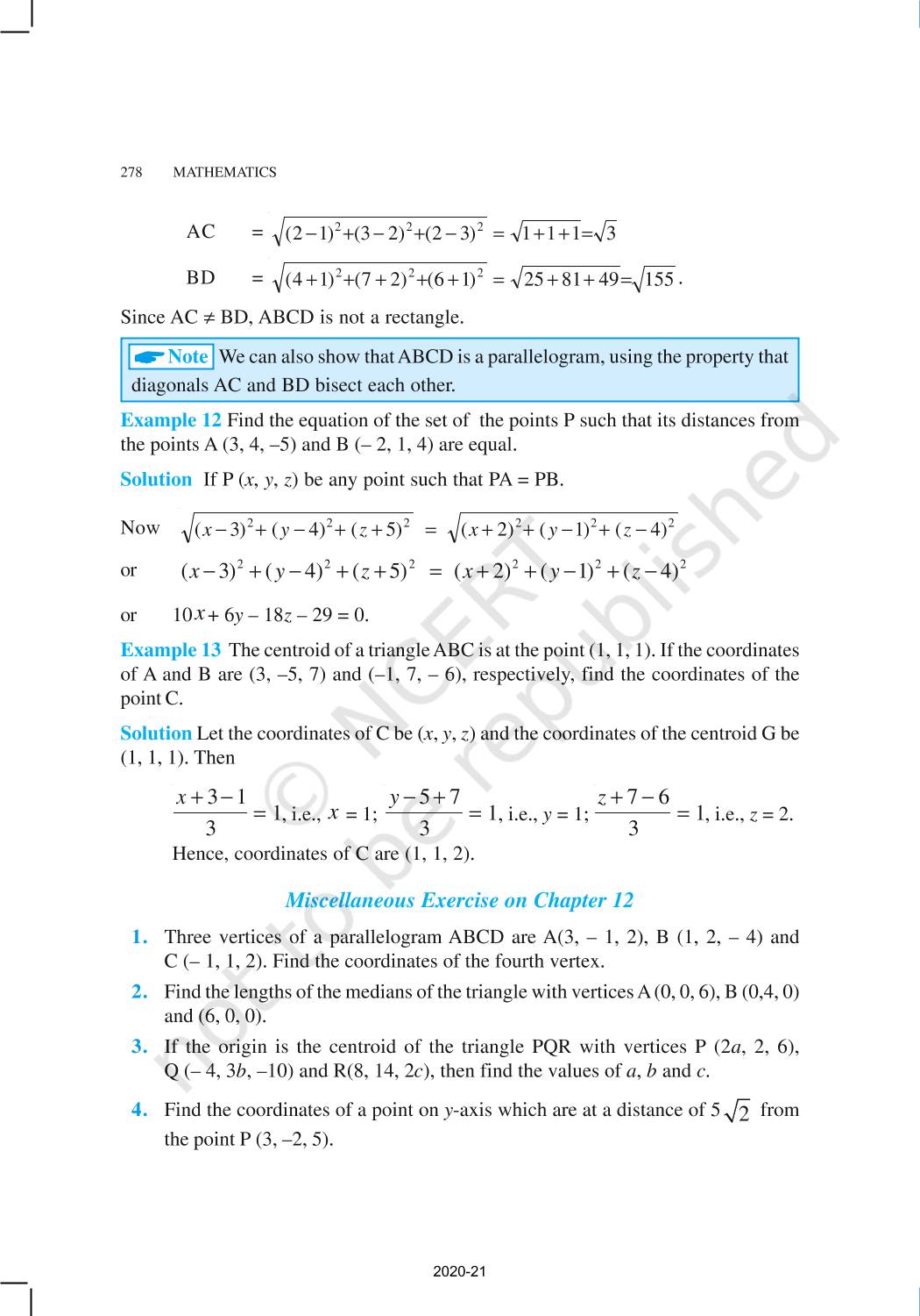 Introduction To Three Dimensional Geometry - NCERT Book Of Class 11 ...